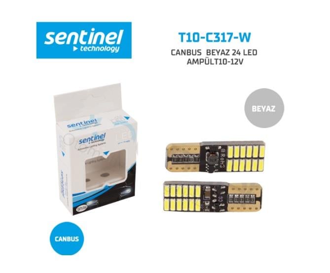 12V DİPSİZ AMPUL T10 (24 LEDLİ) BEYAZ CANBUS (2 AD)
