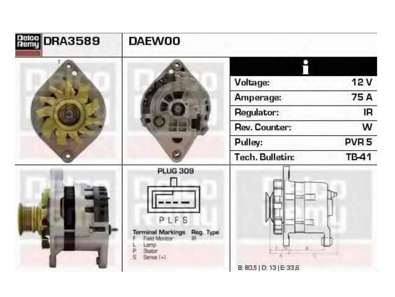 DELCO 12V ALTERNATÖR DİNAMO 70 A (P-L-I-S) (SOKETLİ 4 FİŞ) DAEWOO DOOSAN FORKLİFT