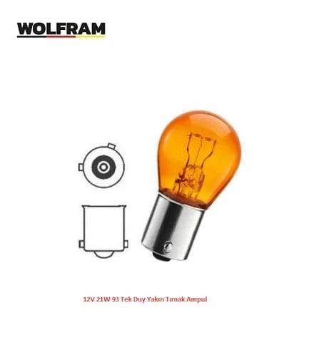 WOLFRAM 12V 93 AMPUL 21W SARI (YAKIN TIRNAK) GERMANY 