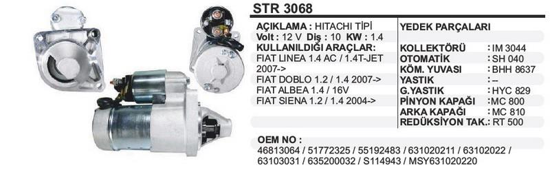 12V MARŞ MOTORU HITACHI TİPİ 8 DİŞ/9 DİŞ/10 DİŞ 0.8 KW FIAT PALIO/ALBEA/PUNTO 1.2/1.4 BENZİNLİ