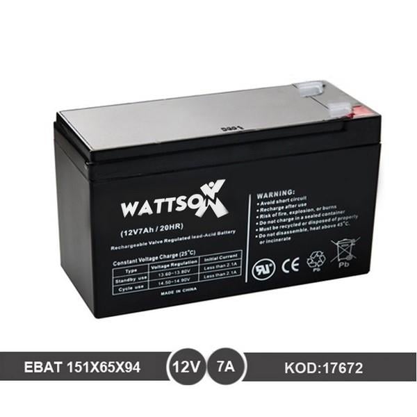 WATTSON 12V 7 AH AKÜ KURU TİP (KÜÇÜK FİŞLİ) (151*65*94) (1.75 KG)