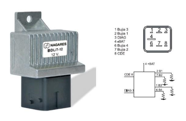 NAGARES 12V KIZDIRMA RÖLESİ (7 FİŞ) CITROEN-FIAT-NISSAN-PEUGEOT-RENAULT