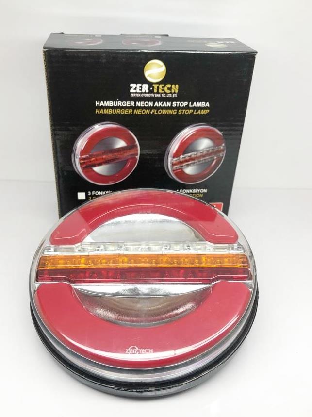 24V STOP LAMBASI YUVARLAK (NEON LEDLİ) (4 FONKSİYONLU) KABLOLU (140*60 MM)