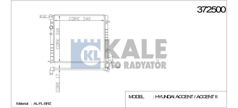 KALE KALORİFER RADYATÖRÜ (PETEĞİ) HYUNDAI ACCENT 2000-2005