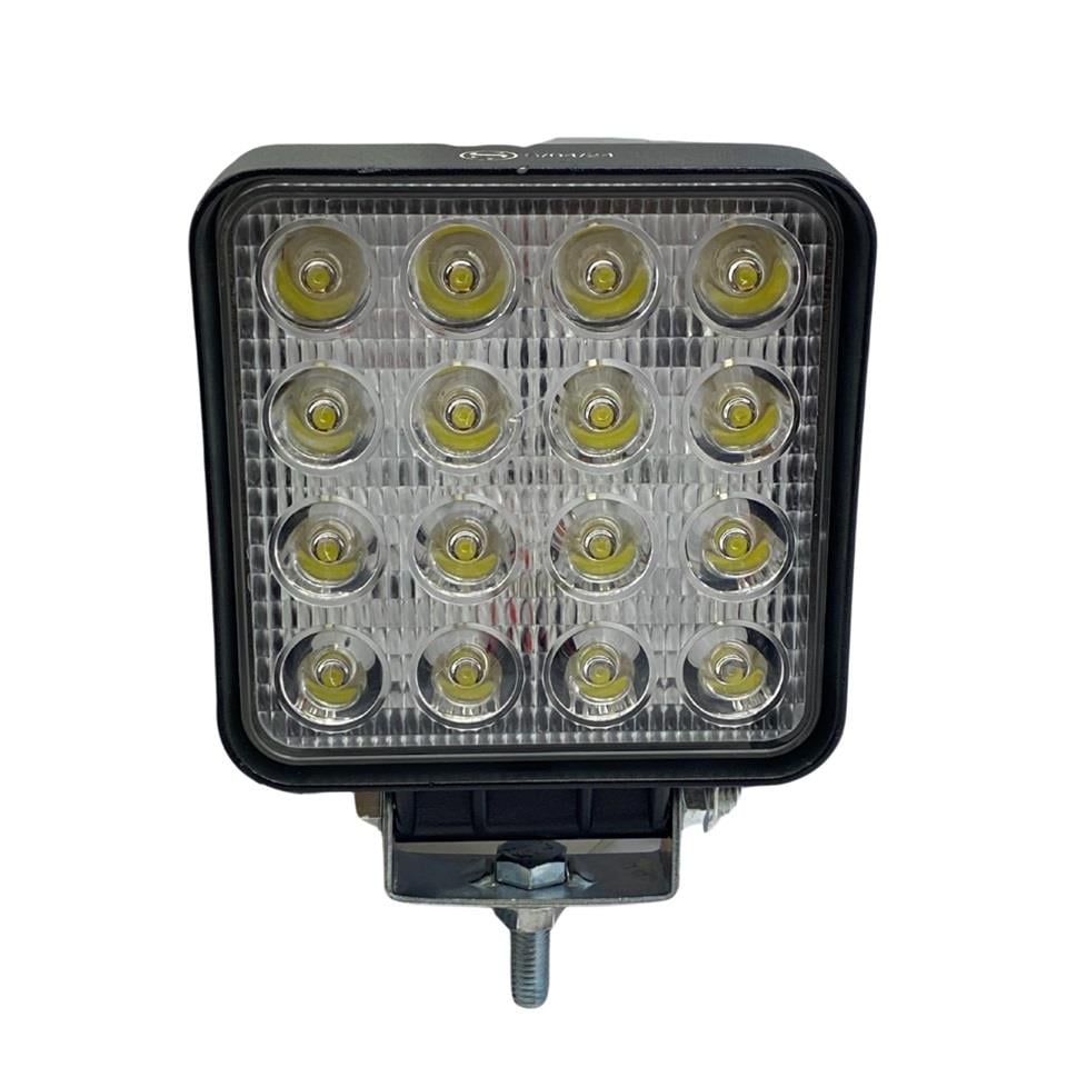 9V-60V ÇALIŞMA LAMBASI KARE (16 LEDLİ) (109*109*59 MM) KALIN TİP