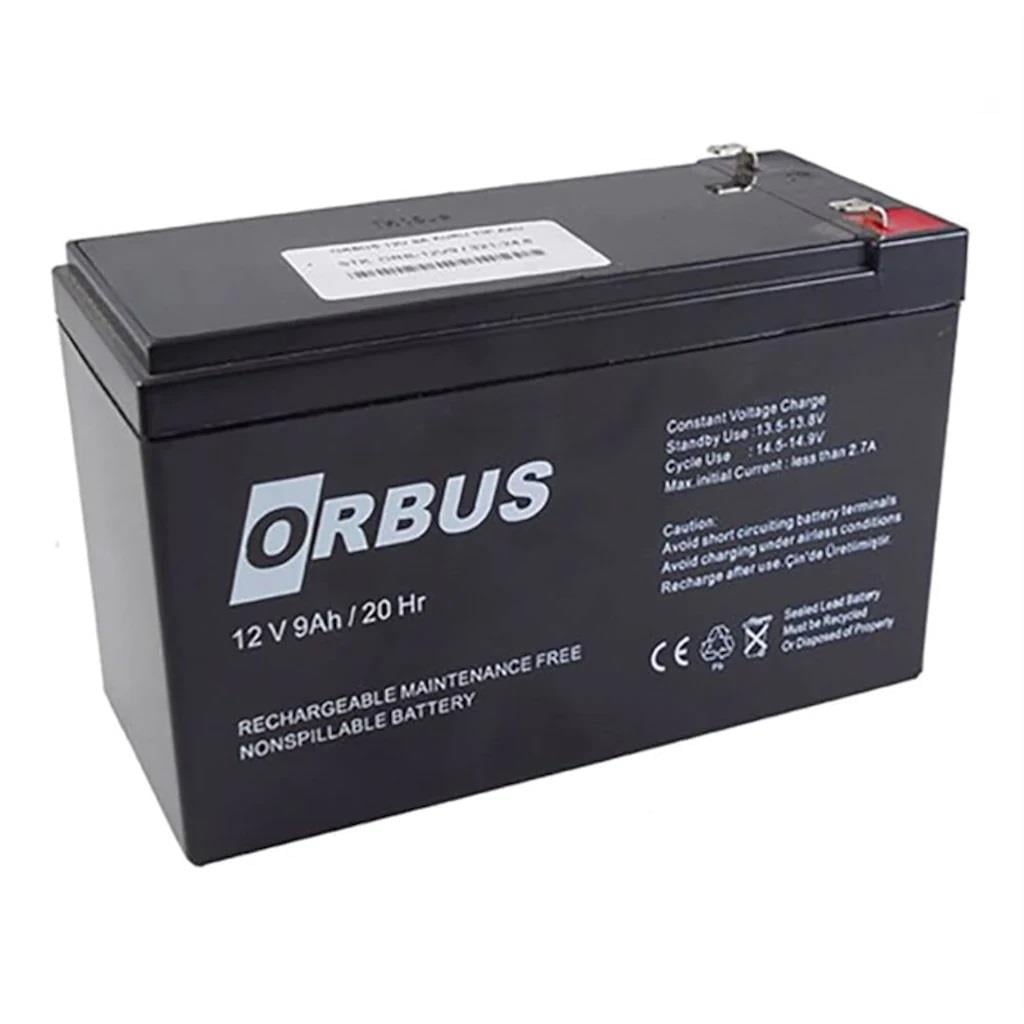 ORBUS 12V 9 AH AKÜ KURU TİP (BÜYÜK FİŞLİ) (150*65*90) (2.40 KG) TSE'Lİ