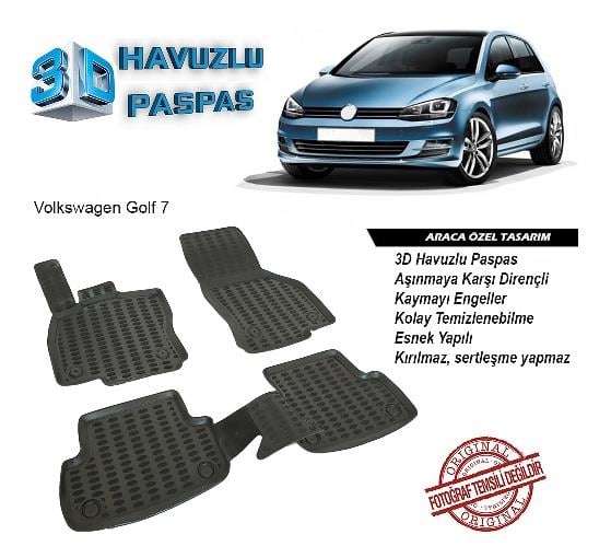 3D ARAÇ PASPASI (SİYAH) (4 PARÇA) VW GOLF GOLF VII 2012-2020