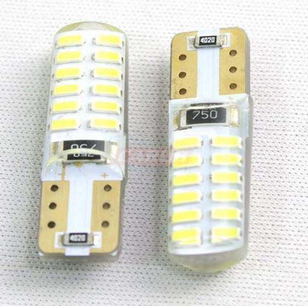 12V DİPSİZ AMPUL T10 NEON LED 24 LEDLİ SİLİKONLU BEYAZ (2 AD)