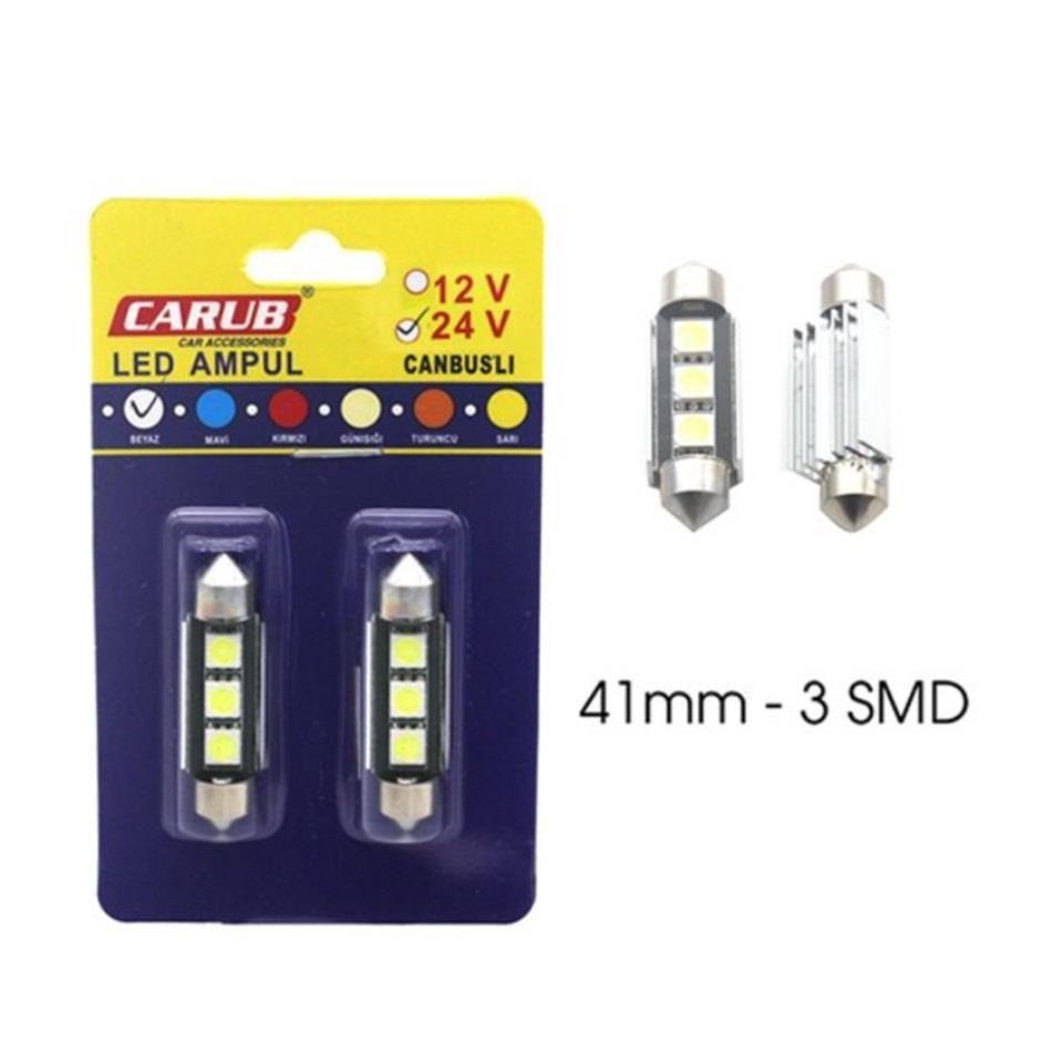 24V SOFİT AMPUL 3 LEDLİ BEYAZ (41 MM) (2 AD)