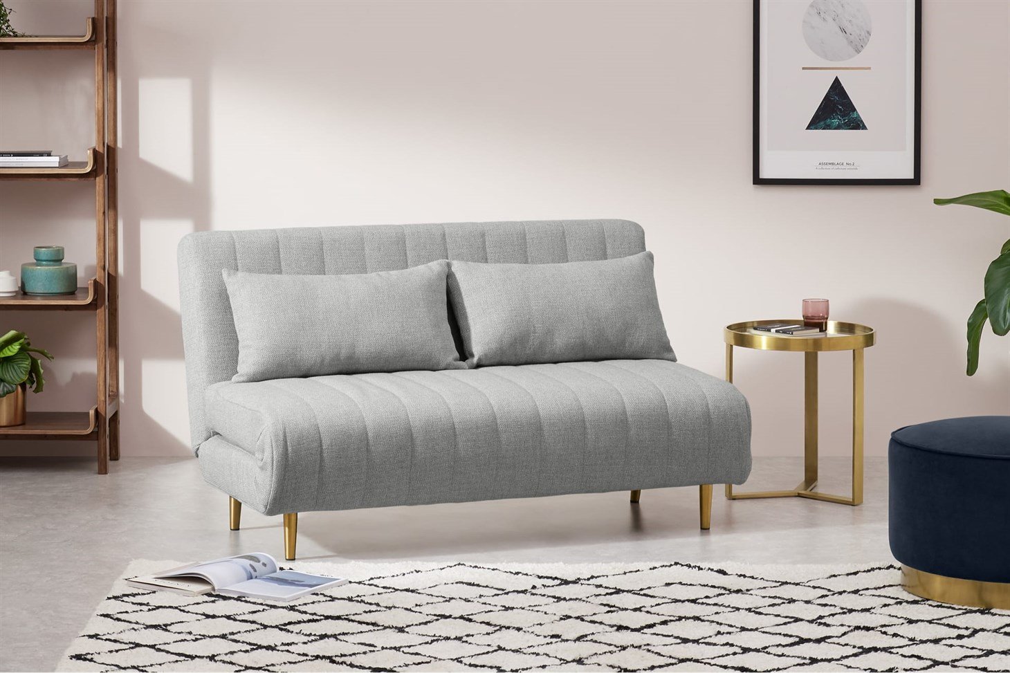Bessie Large Double Sofa Bed, Luna Grey Weave