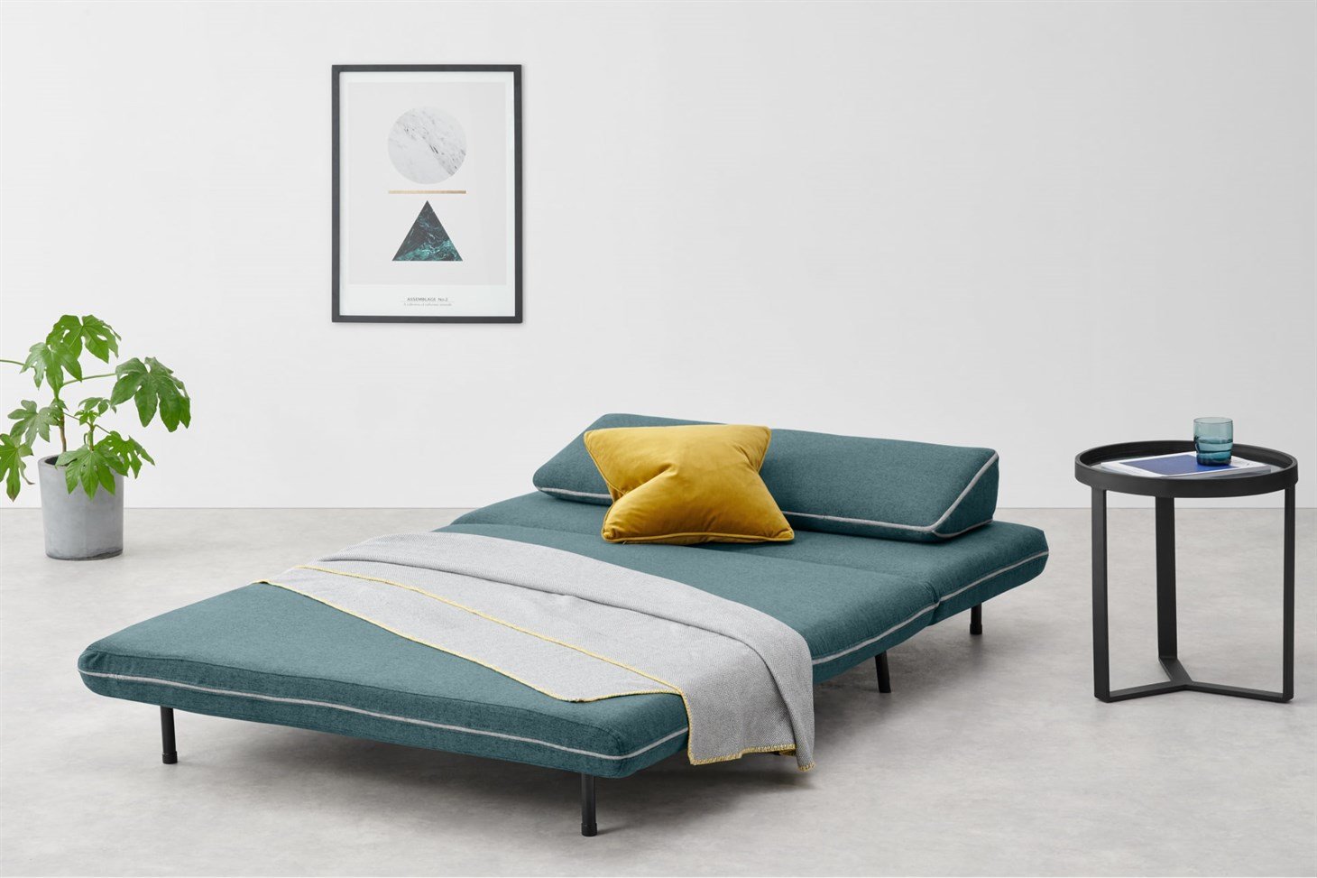 Kahlo Double Seat Sofa Bed, Sherbet Blue