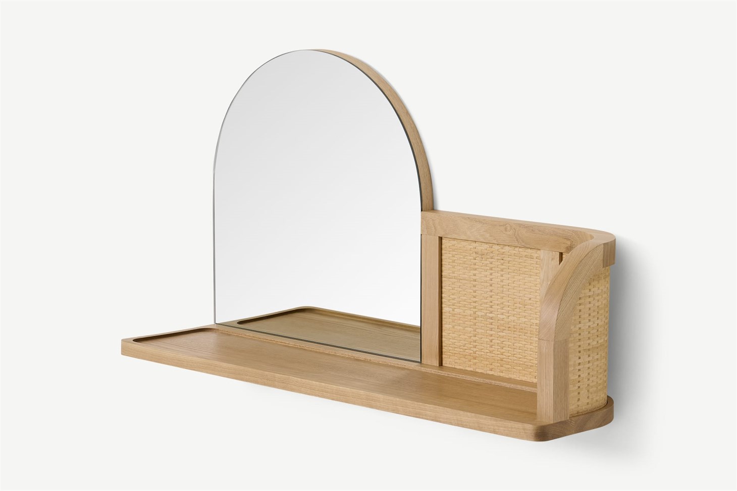 Liana Arch Mirror with Shelf, Ash  Rattan