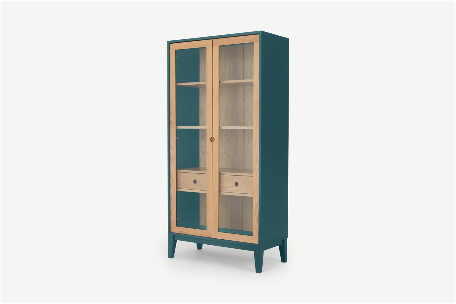 Ralph Glass Cabinet, Oak  Teal