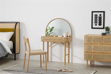 Ankhara Dressing Table, Rattan  Oak