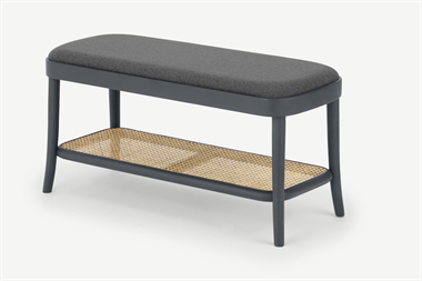 Raleigh Storage Bench, Rattan and Charcoal