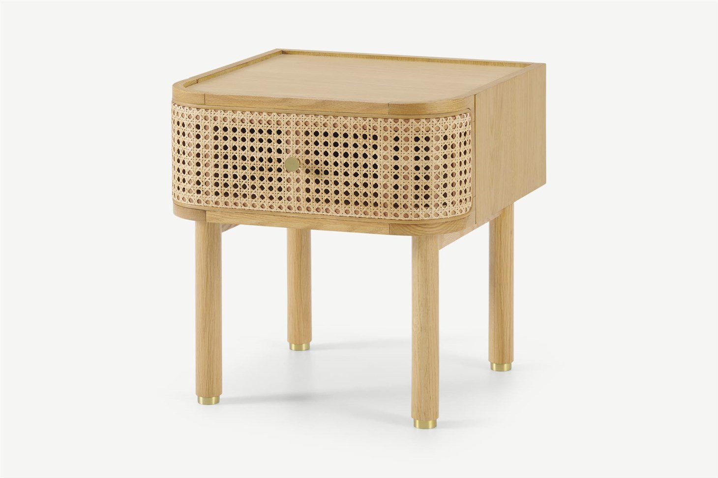 Ankhara Bedside Table, Rattan  Oak