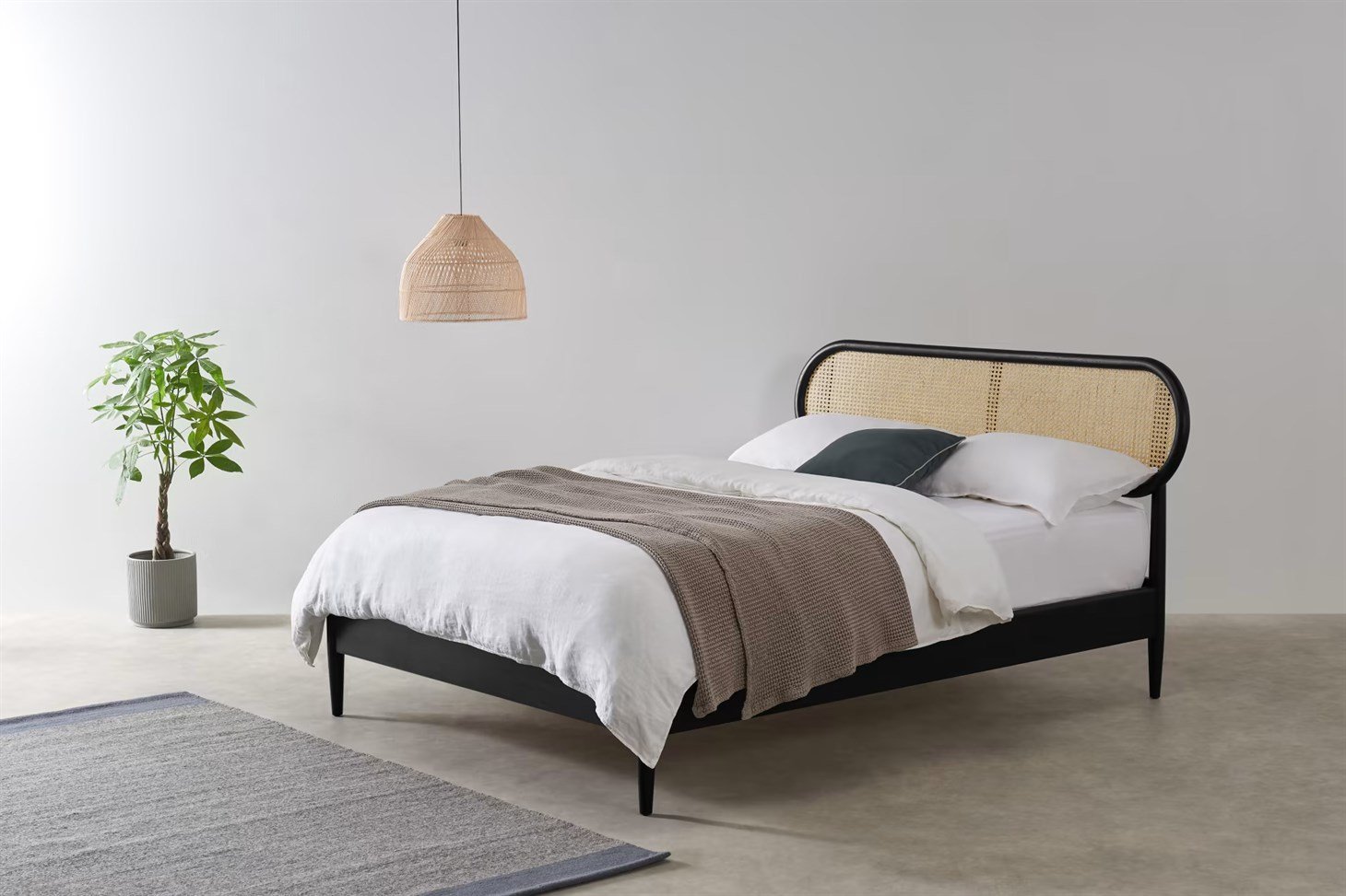 Hazeran Başlık Karyola Rmn 9127, Meşe Ağacı & Siyah