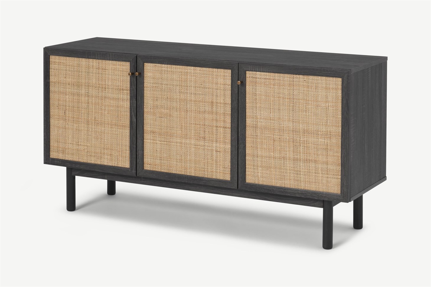 Pavia Sideboard, Natural Rattan  Black Wood Effect