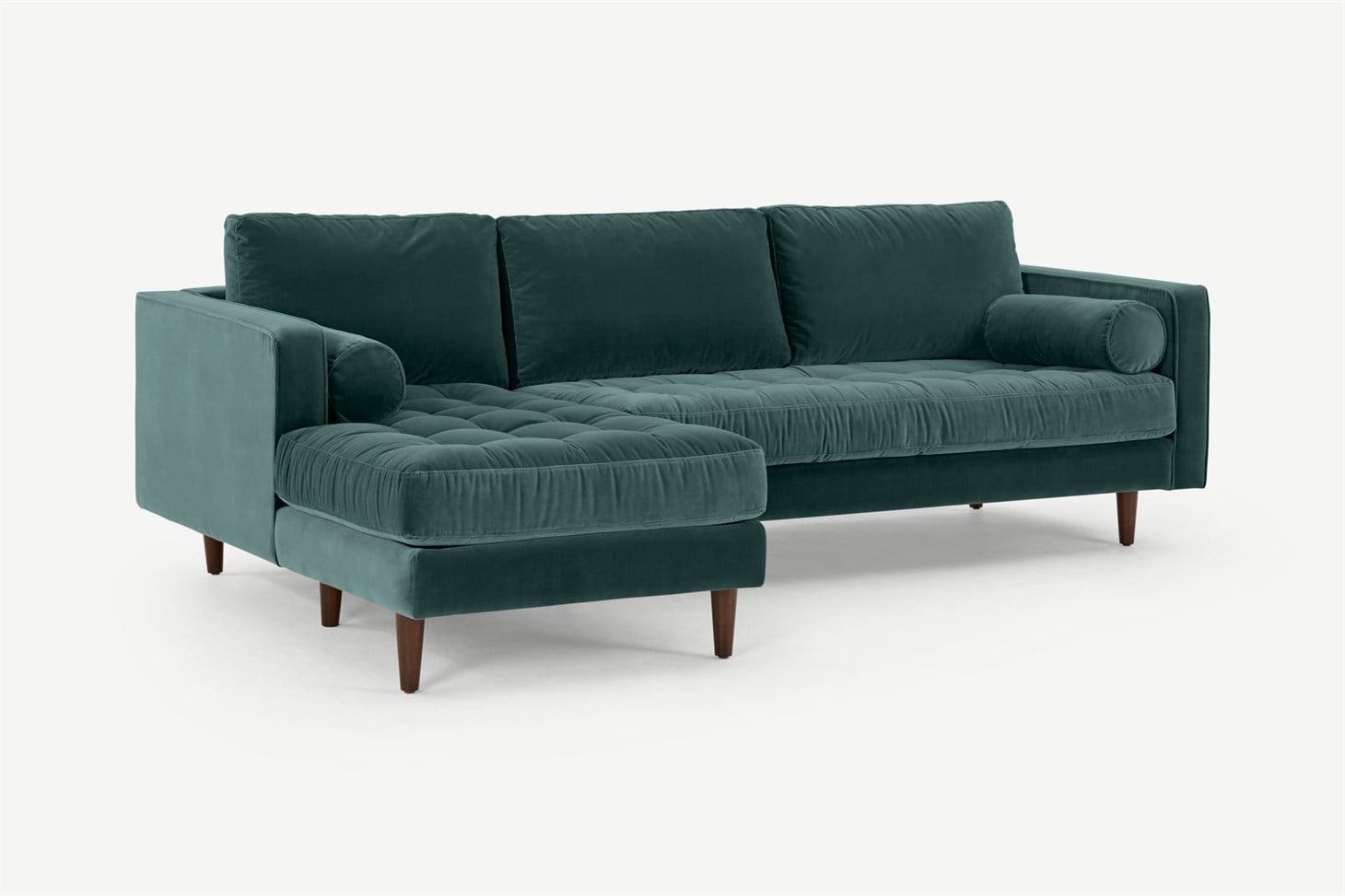 Scott 4 Seater Left Hand Facing Chaise End Corner Sofa, Petrol Cotton Velvet