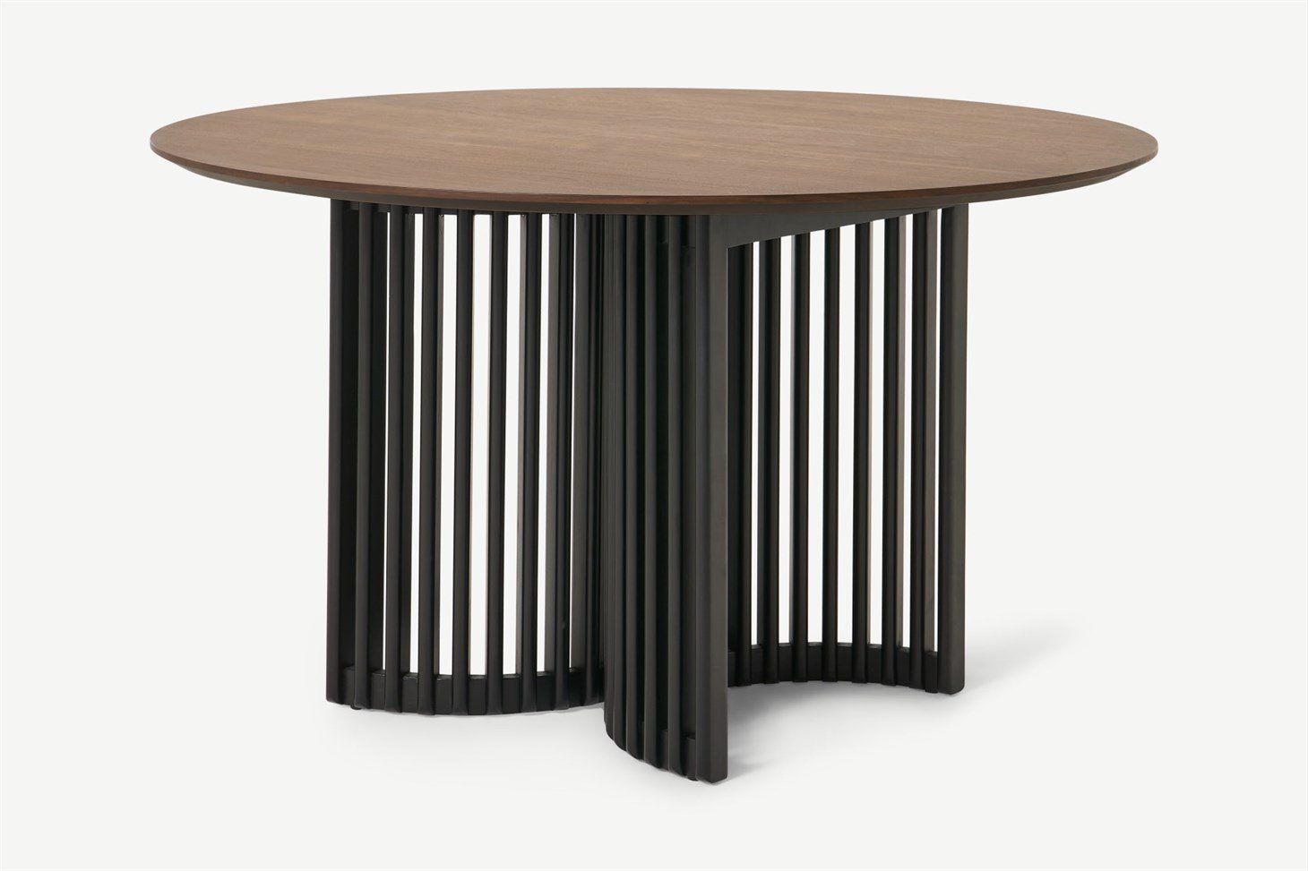 Zaragoza 4 Seat Round Dining Table, Walnut  Charcoal Black