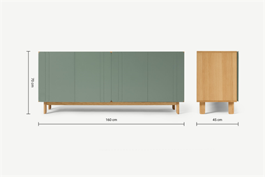 Asuna Wide Sideboard, Oak  Fern Green