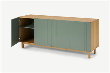 Asuna Wide Sideboard, Oak  Fern Green