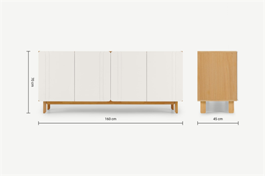 Asuna Wide Sideboard, Oak  Ivory White
