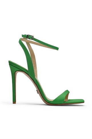Jabotter Lesley Yeşil Saten İnce Topuklu Ayakkabı