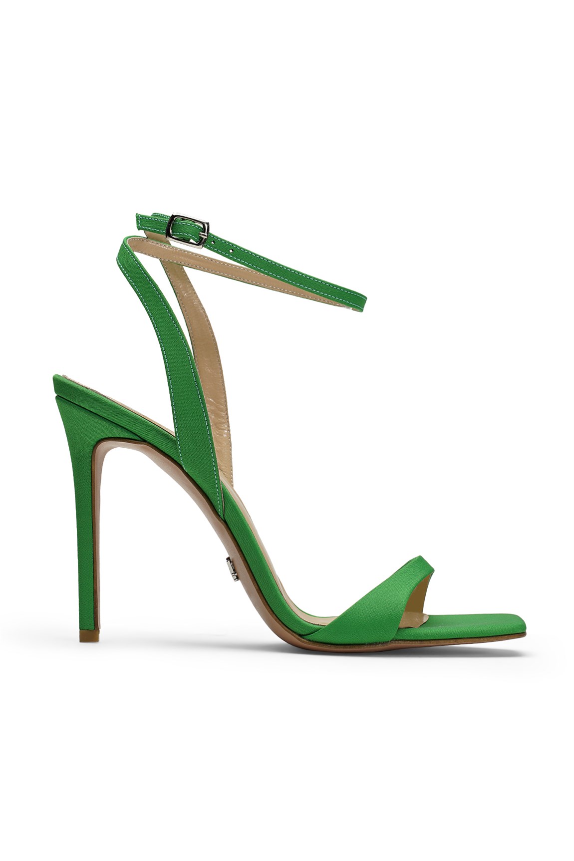 Jabotter Lesley Yeşil Saten İnce Topuklu Ayakkabı - Jabotter