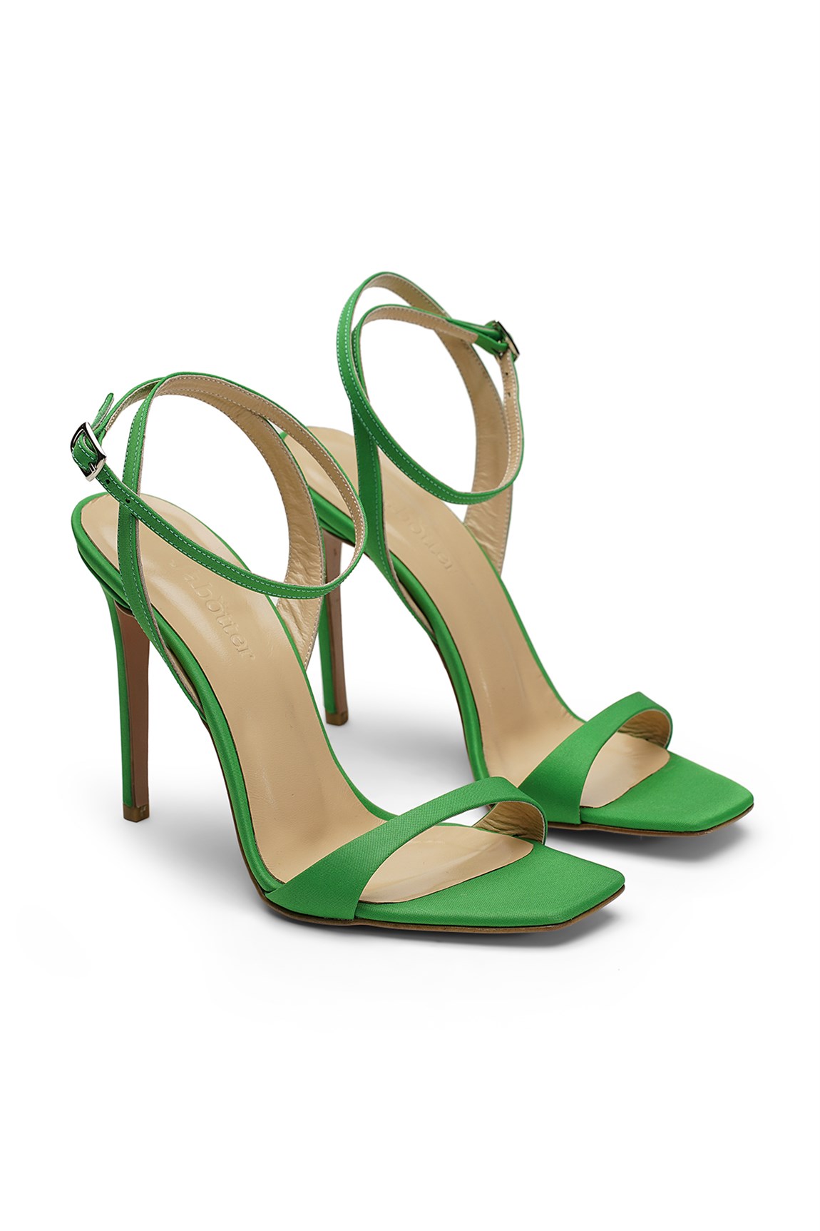 Jabotter Lesley Yeşil Saten İnce Topuklu Ayakkabı - Jabotter