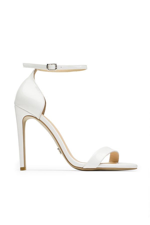 Elegant Mini Beyaz Rugan 10 Cm Topuklu Ayakkabı