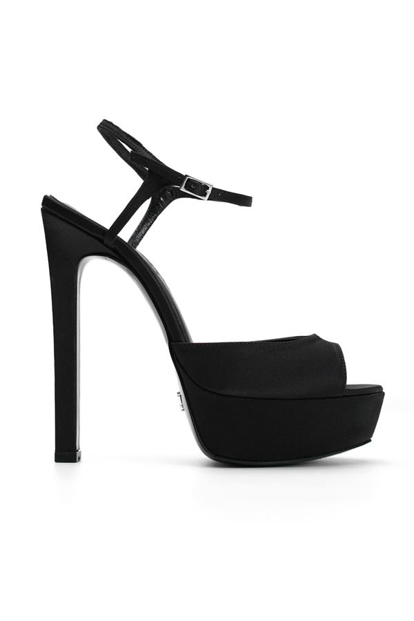 Jabotter Brida Siyah Saten Platform Topuklu Ayakkabı