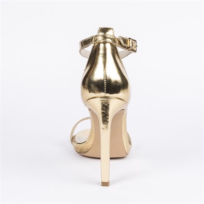 Elegant Altın Deri Topuklu Ayakkabı 12 Cm