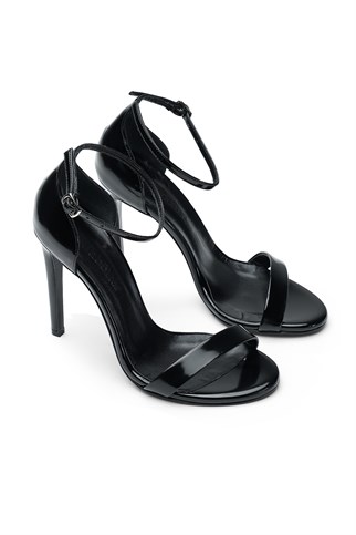 Elegant Mini Siyah Rugan 10 Cm Topuklu Ayakkabı