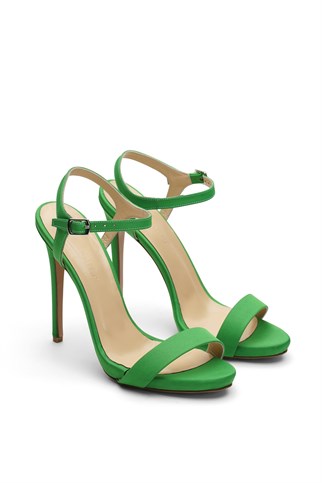 Jabotter Ciara Yeşil Saten İnce Topuklu Ayakkabı
