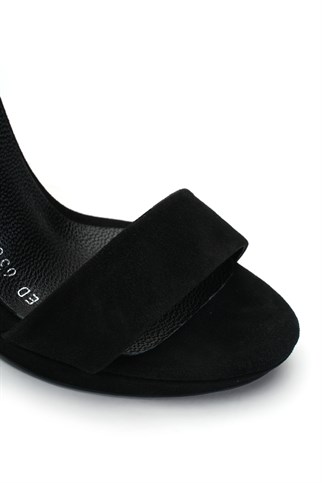 Jabotter Daff Siyah Süet Platform Topuklu Ayakkabı