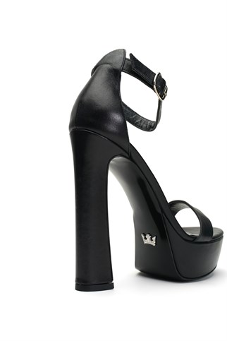 Jabotter Desire Siyah Deri Platform Topuklu Ayakkabı