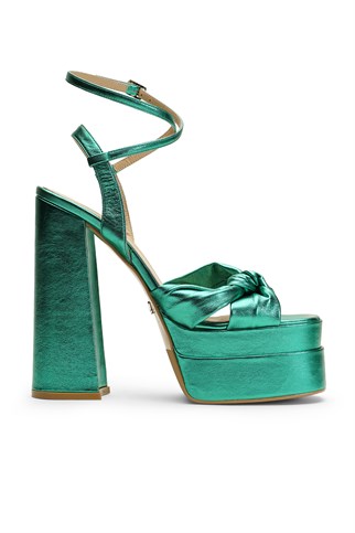 Jabotter Lorena Yeşil Hologram Deri Platform Topuklu Ayakkabı