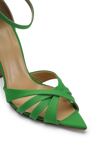 Jabotter Mirabelle Yeşil Saten İnce Topuklu Ayakkabı