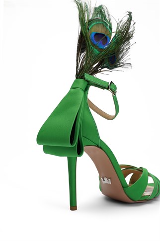 Jabotter Mirabelle Yeşil Saten İnce Topuklu Ayakkabı