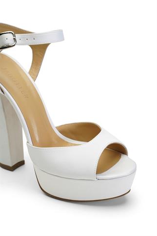 Jabotter Nifty Beyaz Saten Platform Topuklu Gelin Ayakkabısı