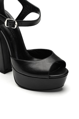 Jabotter Nifty Siyah Deri Platform Topuklu Ayakkabı
