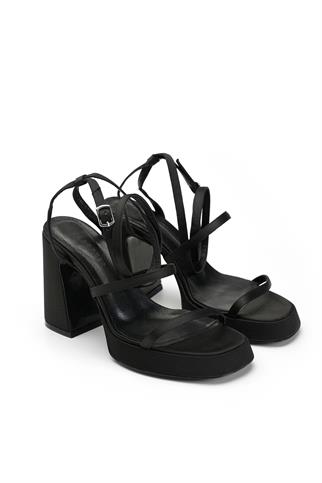 Jabotter Sheba Siyah Saten Platform Topuklu Sandalet