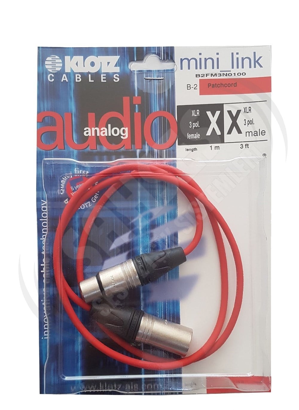 Klotz B2FM3NO100  1mt XLR Kablo(KIRMIZI)
