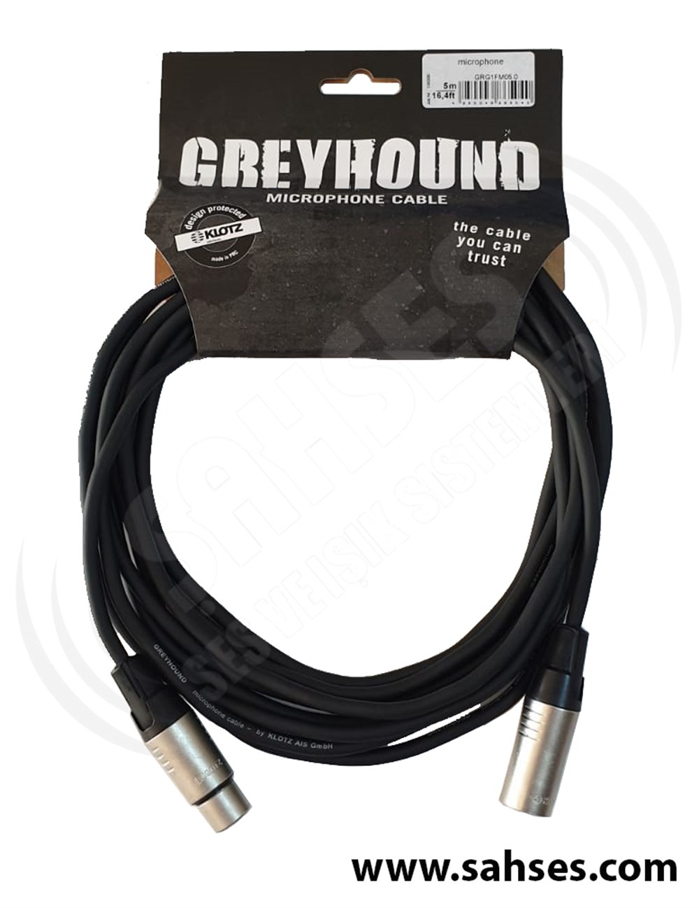 Klotz GRG1FM05.0 Greyhound XLR Erkek-XLR Dişi 5 Metre Mikrofon Kablosu