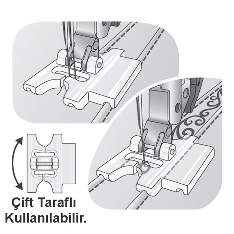 Ev Tipi Aile Dikiş Makinesi Çift Taraflı Plastik Nervür Ayak 9mm / 036 944
