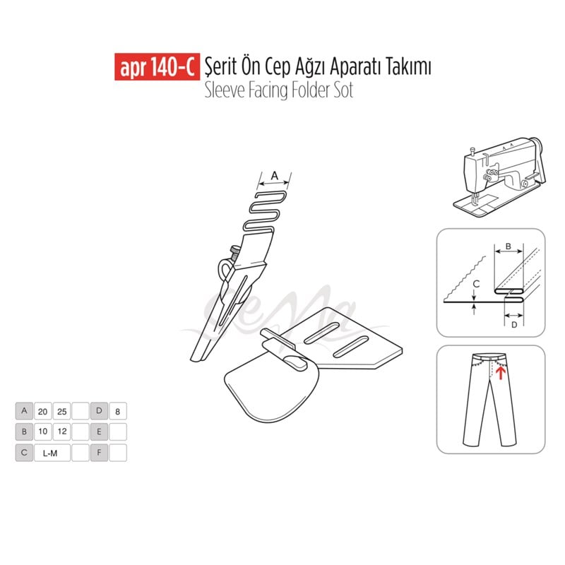 ŞERİT ÖN CEP AĞZI APARA SET 10CM-12CM / APR 140-C