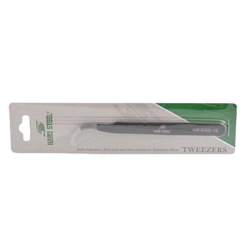 Antistatik Paslanmaz Çelik Eğri Uçlu 120mm Cımbız / HS-ESD-15