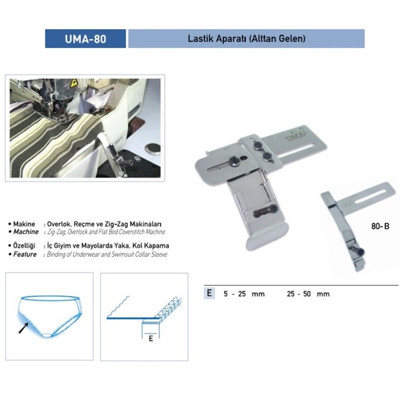 Apere ÇeşitleriUmaAlttan Gelen Lastik Aparat Sabit 5mm / UMA-80