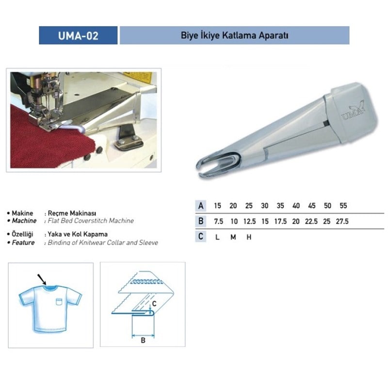 Apere ÇeşitleriUmaLastik Biye Katlama Apara 25x12mm / UMA-2